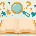 Open dictionary with magnifying glass illustrating the meaning of contingent