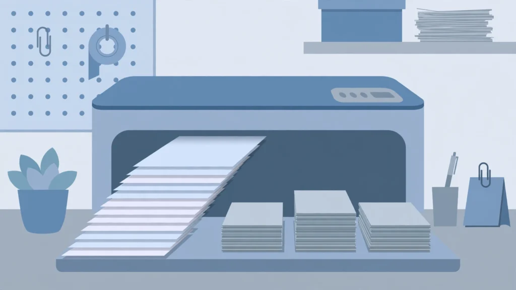 Office printer outputting collated and uncollated paper stacks